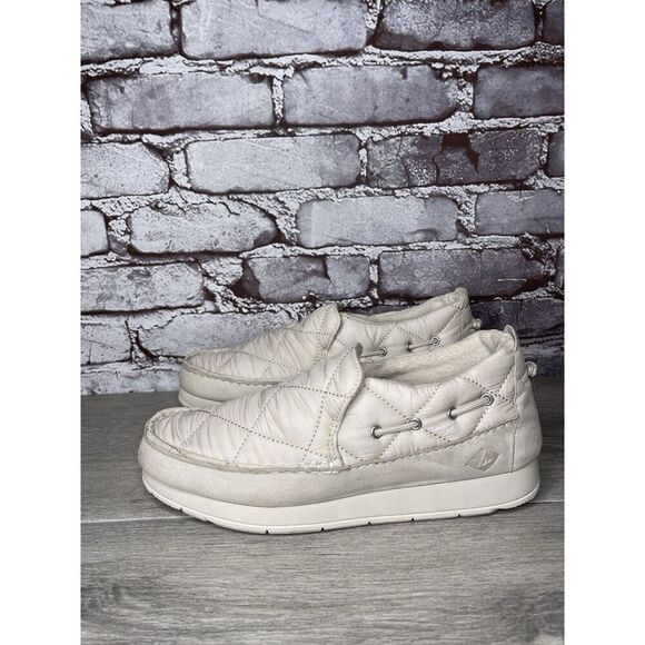 Sperry Moc-Sider Ivory Nylon Flatform Quilted SlipOn Boat Shoes Men 7.5M US/40EU - Picture 6 of 16